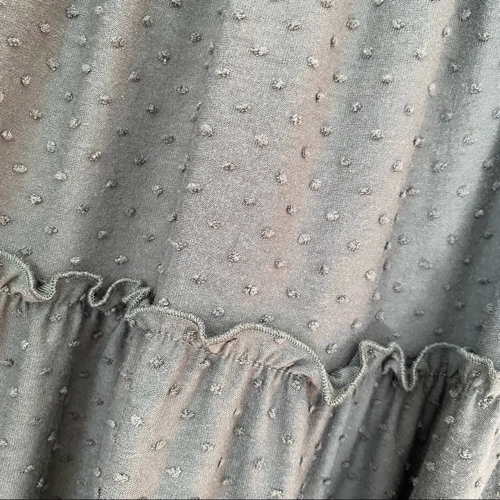 Spense Swiss Dot Tiered Midi Dress with Macrame Yoke Button Closure EUC Size: M - Picture 4 of 7